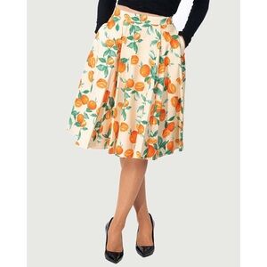 Eva Rose Oranges and Leaves Print Skirt XL NWT